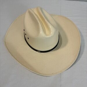 Scala Western Cowboy Hat Small Cream Toyo Straw 10X Cattleman Concho Rancher